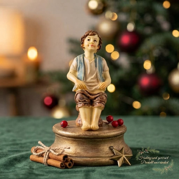 Handbemalte Krippenfigur Junge auf der Toilette, ca. 6 cm, K 007-31
